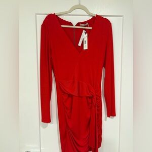 Alice + Olivia Red Long Sleeve Dress